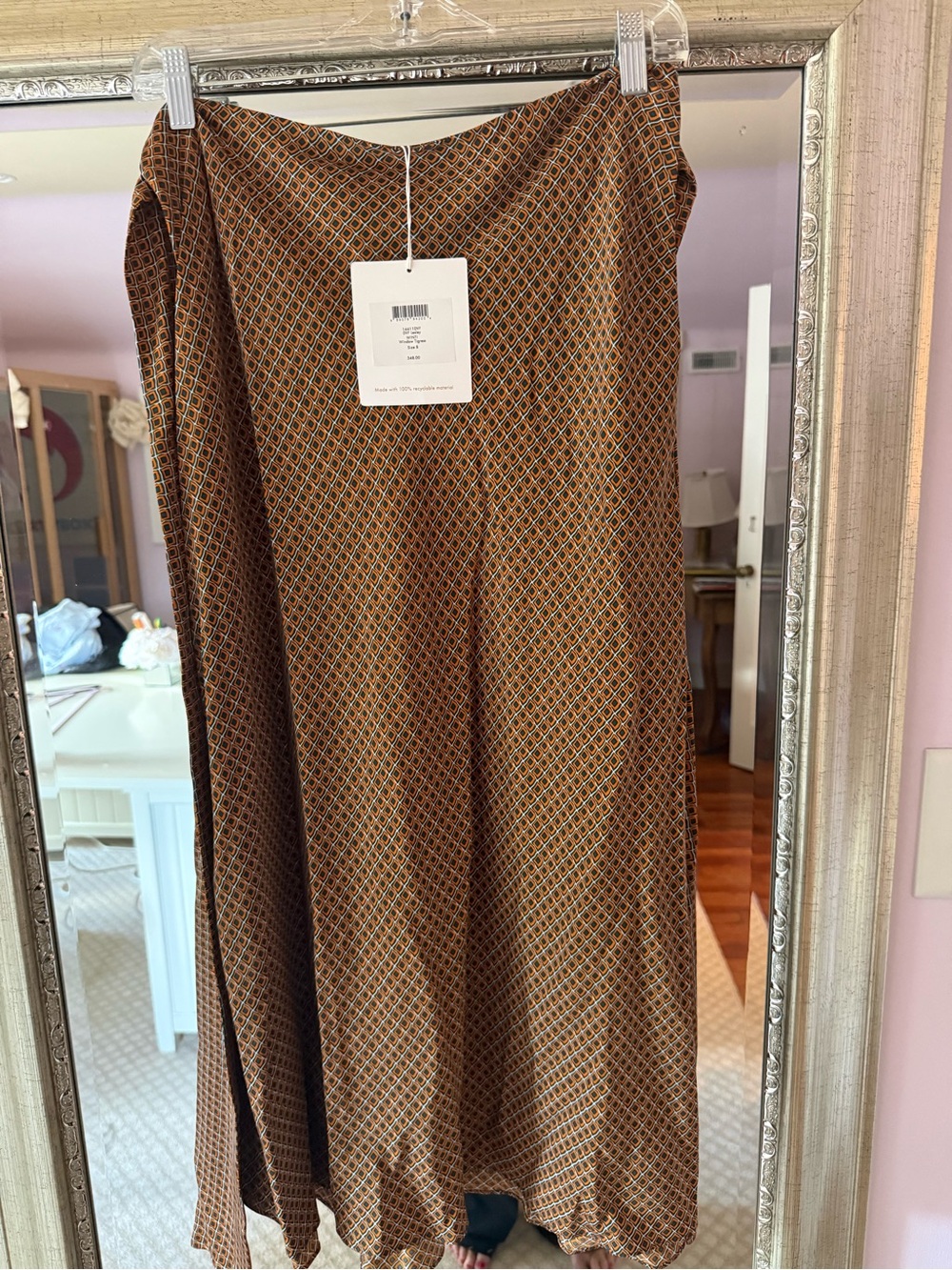 Diane Von Furstenberg Brown Geometric Midi Skirt